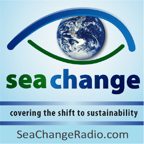 Logo for Sea Change radio focused on sustainability.