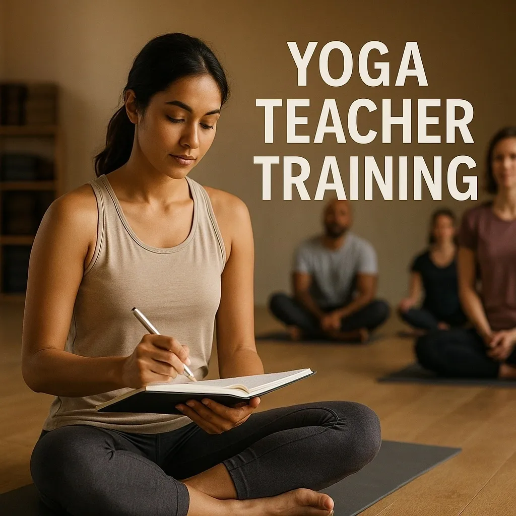 Yoga teacher taking notes during training.